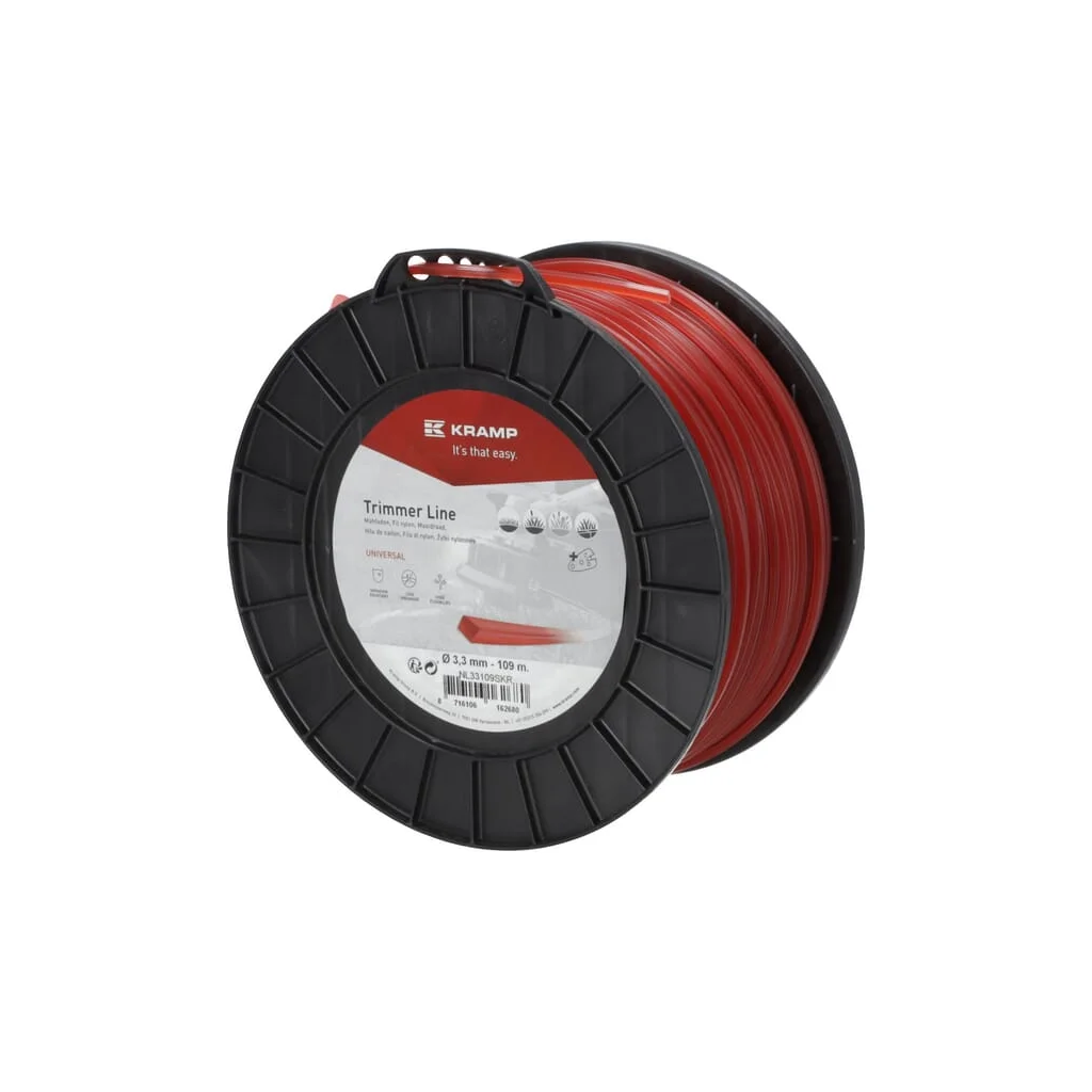 Fir de tăiere diametru 3,3mm, 109m, pătrat, roșu, Kramp NL33109SKR