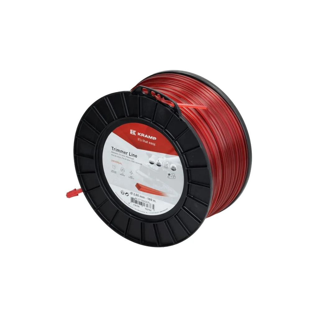 Fir de tăiere diametru 2,65mm, 169m, pătrat, roșu, Kramp NL27169SKR