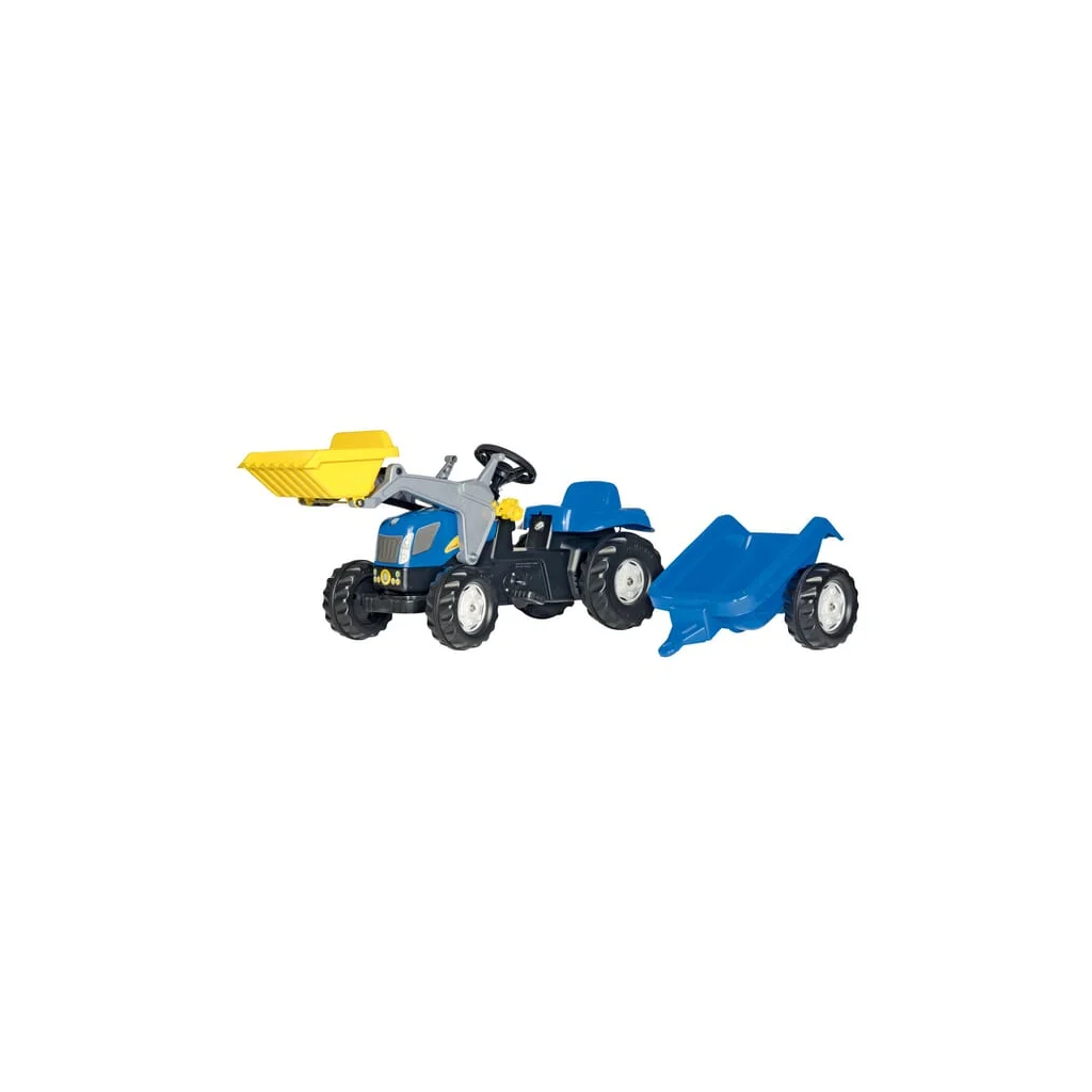 Tractor cu pedale New Holland T7040 cu încărcător frontal și remorcă rollyKid Rolly Toys R02392