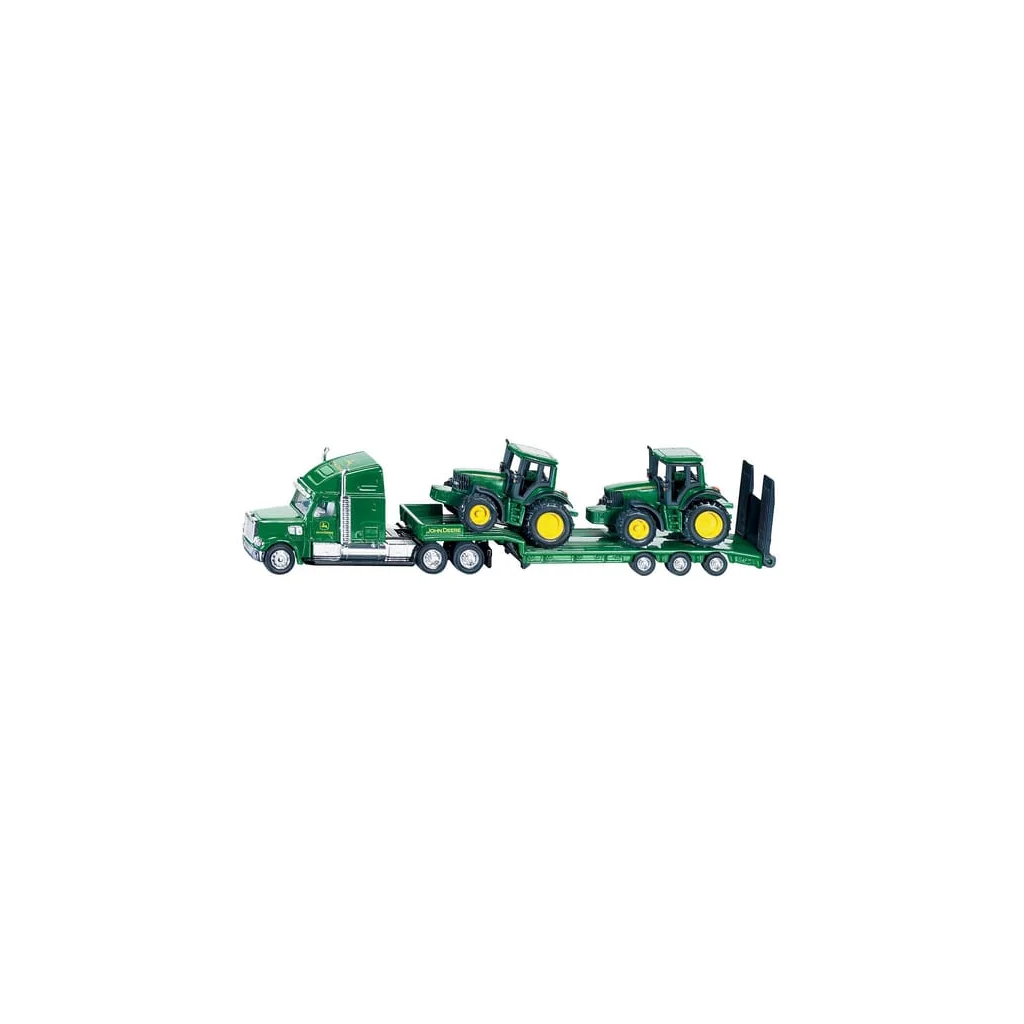 Camion cu remorcă platformă joasă și 2 tractoare John Deere 6820 S01837