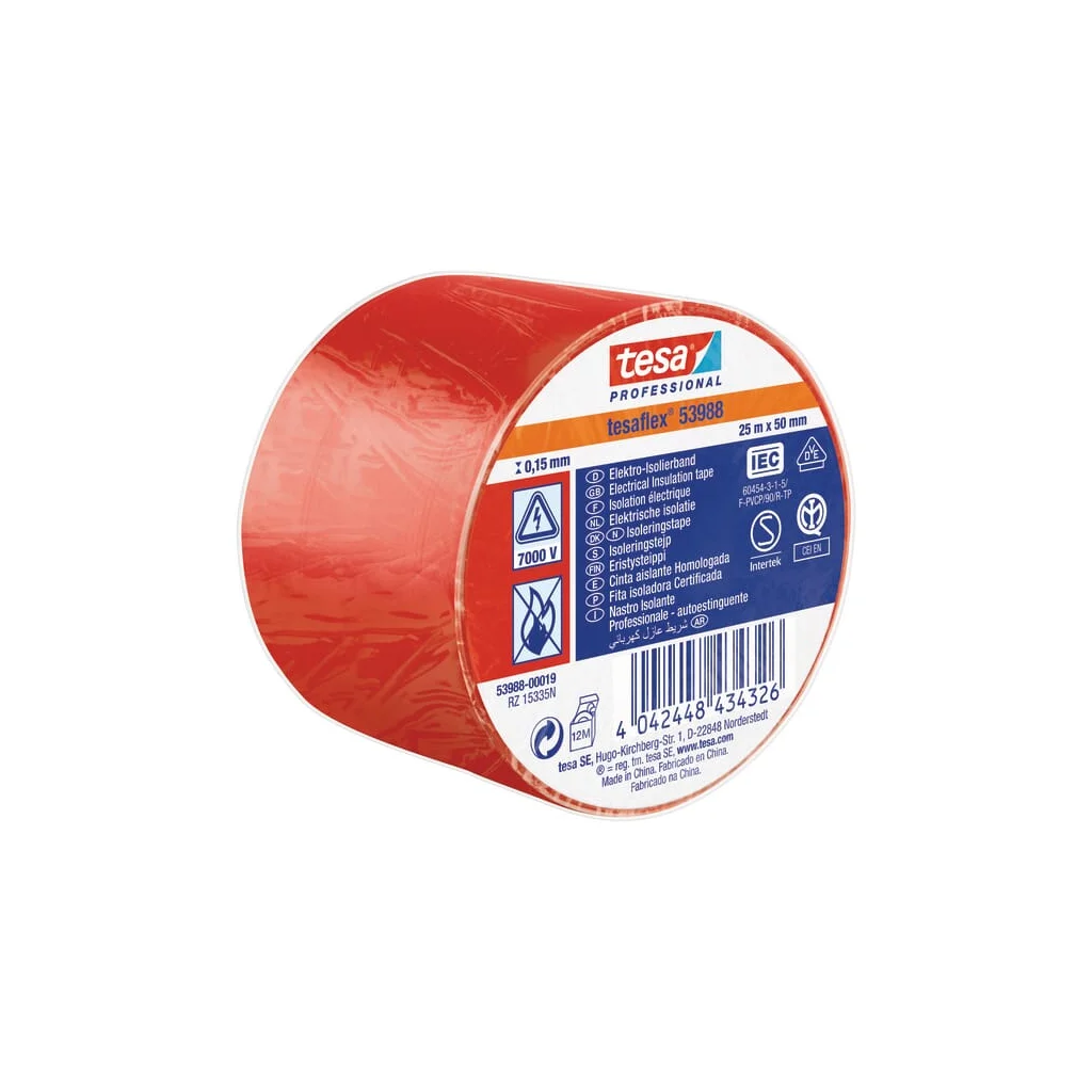 Bandă izolatoare, roșie, 25m x 50mm TesaFLEX® T539880001900