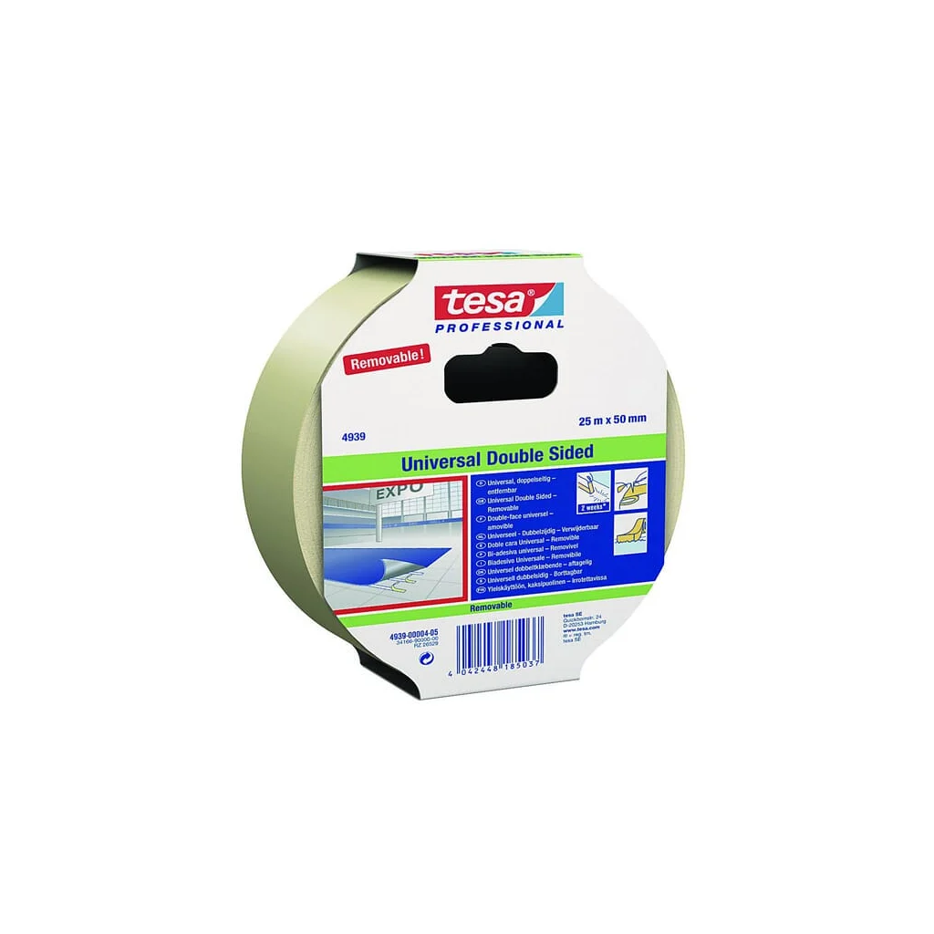 Bandă adezivă cu două fețe, 4939 detașabilă, 50mmx25m, Tesa® T049390000600