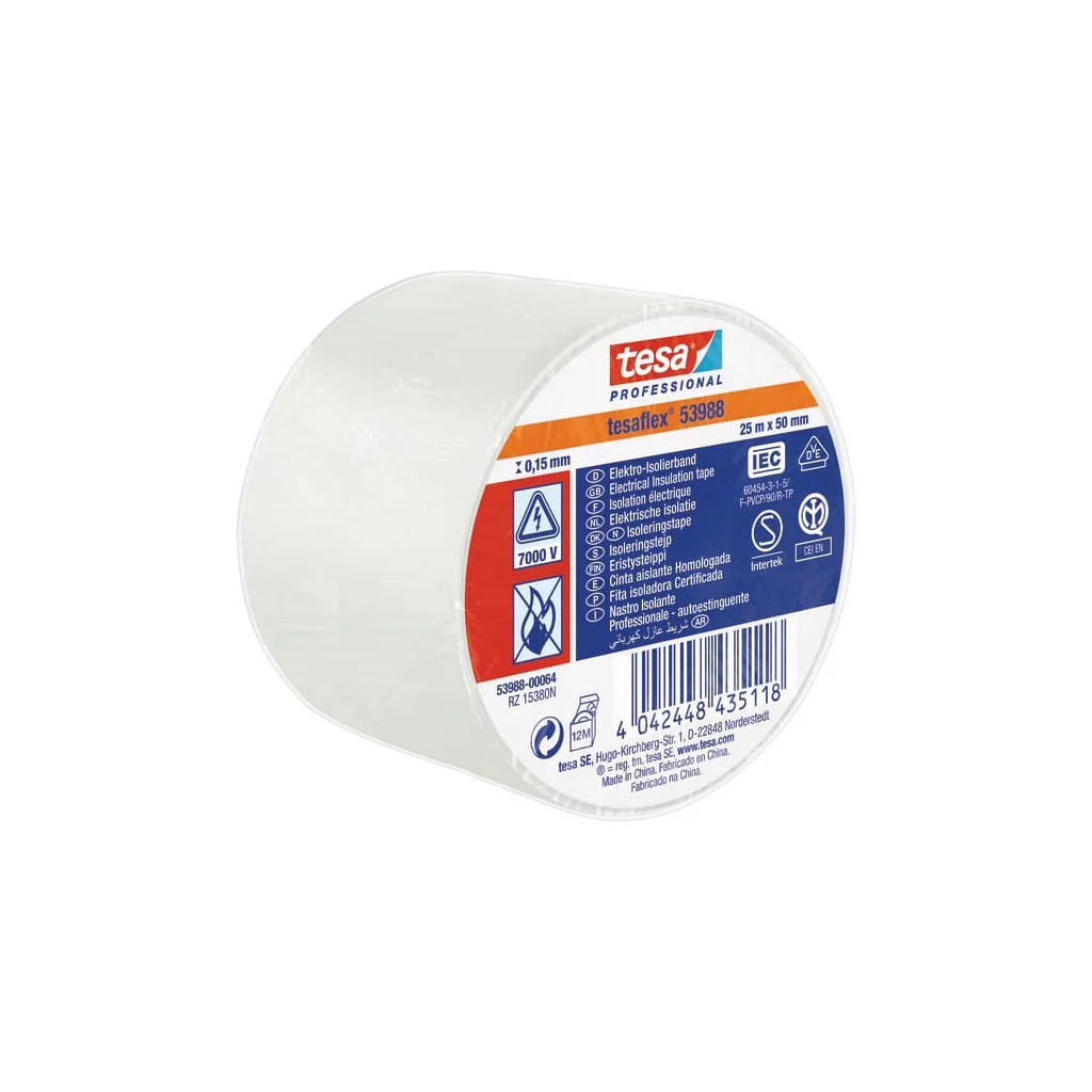 Bandă izolatoare, albă, 25m x 50mm TesaFLEX® T539880006400