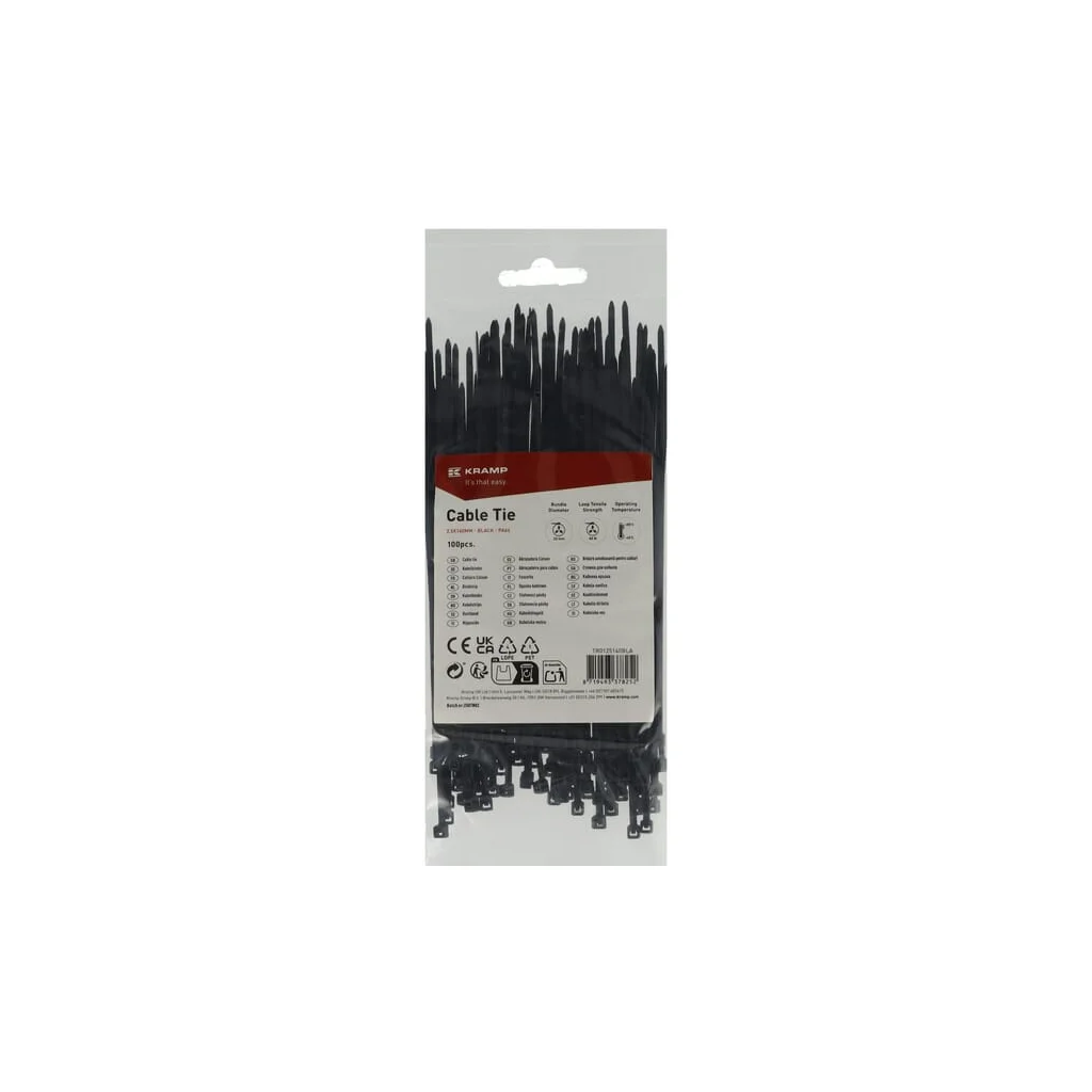 Colier pentru cablu 2.5x140mm, negru, 100buc TR0125140BLA