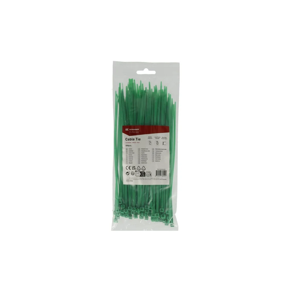 Colier pentru cablu 3.6x200mm, verde, 100buc TR0136200GRE