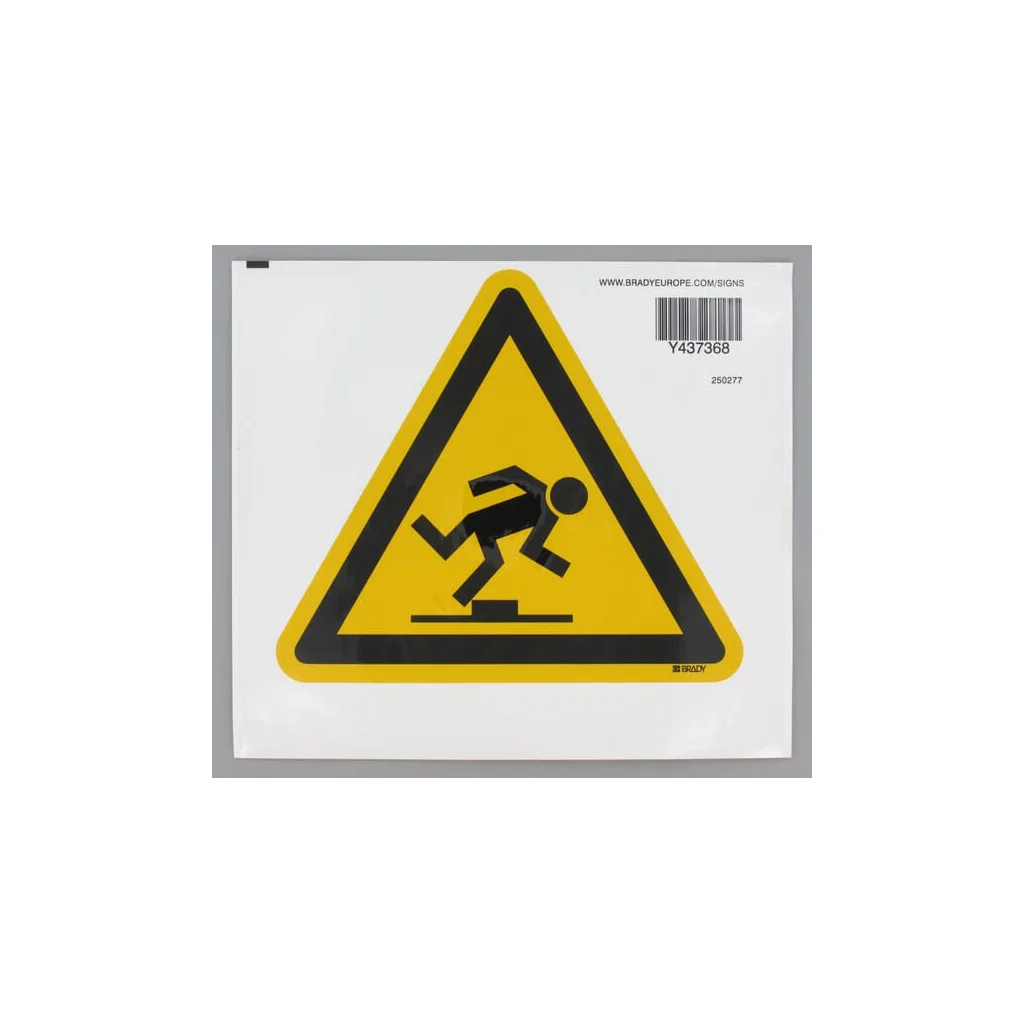 Autocolant semn de avertizare pericol de împiedicare triunghiular 200x200mm Brady WB250277