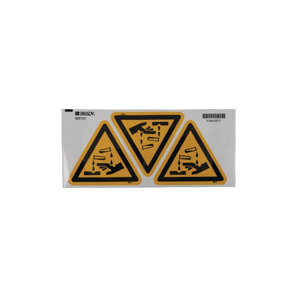 Autocolant semn de avertizare coroziv 100x100mm Brady WB829723