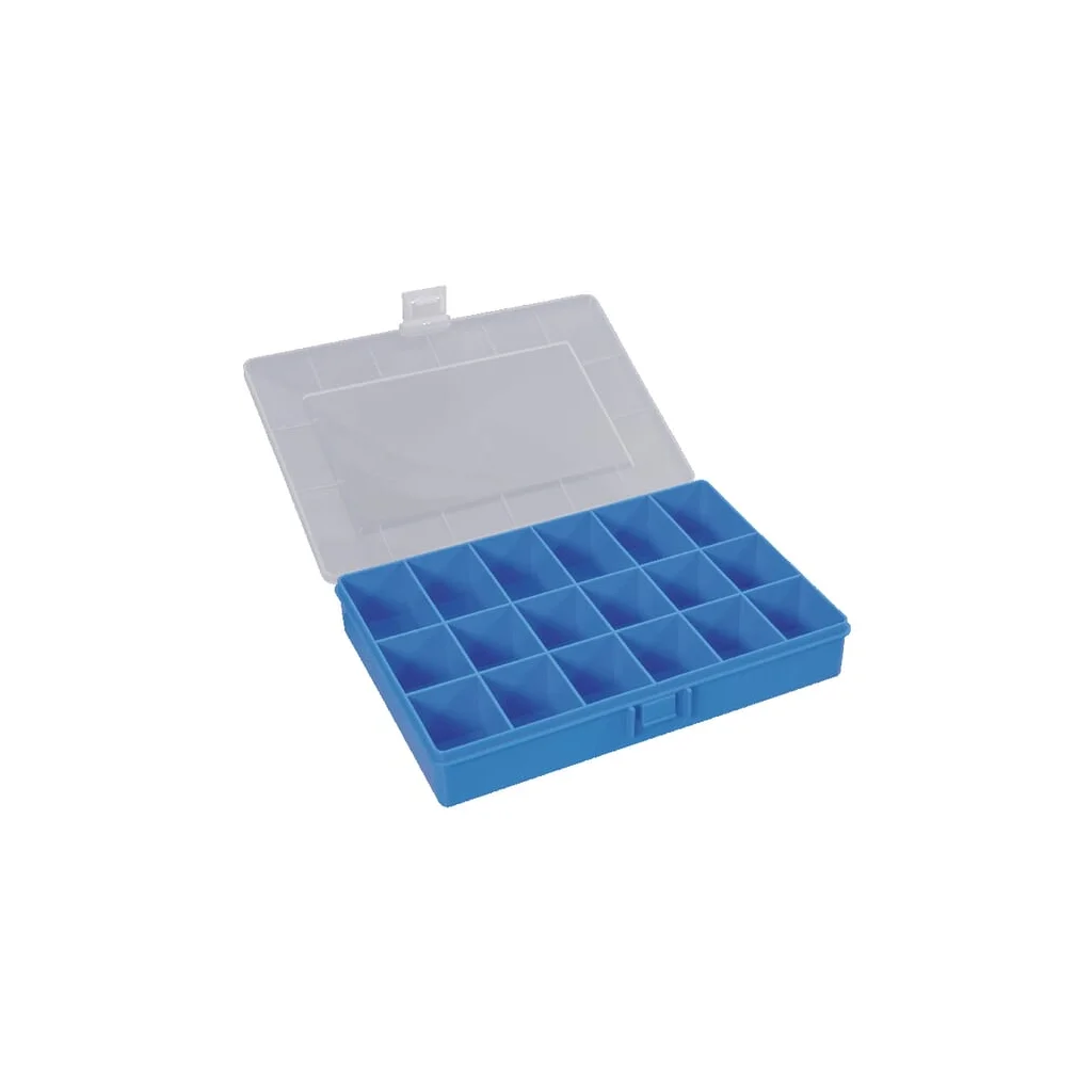 Cutie sortimentație 250x170x46mm plastic albastru 18 compartimente Hünersdorff WE6083