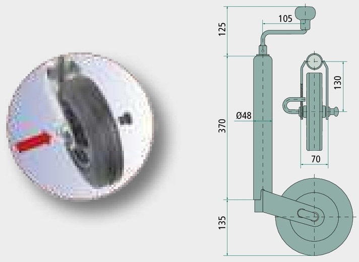 Winterhoff Roata ST 48-RB-200 V - cu functie de franare integrata