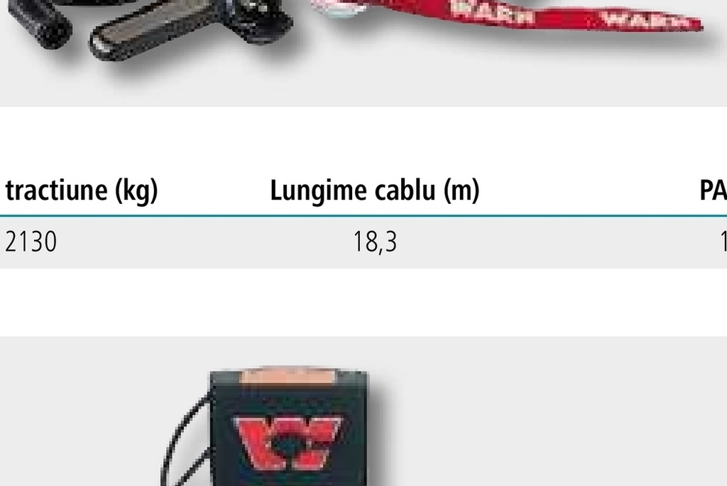 WARN Troliu cu cablu M 8000 - Cablu de oțel