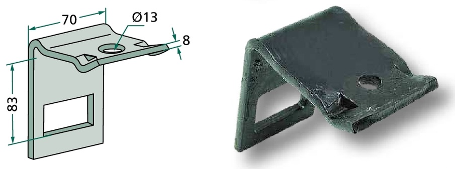 Suport - cu arc de ranforsare, pentru cadru 60 x 60 pentru dinte cultivator 45 x 12