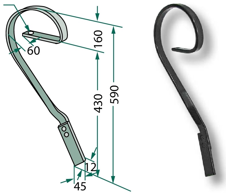 Dinte cultivator tractare - stanga, complet cu brazdar