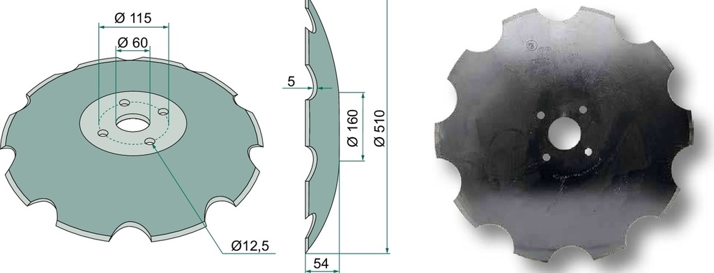Taler disc - dintat, Ø 510 x 5 mm