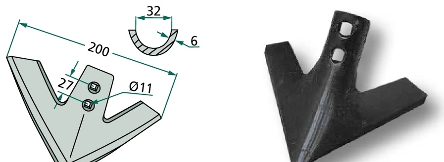 Brăzdar tip ,,labă de gâscă” - Pentru dinti 60 x 12