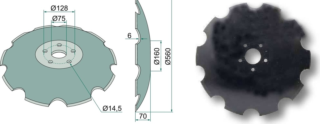 Taler disc - dintat, Ø 560 x 6 mm
