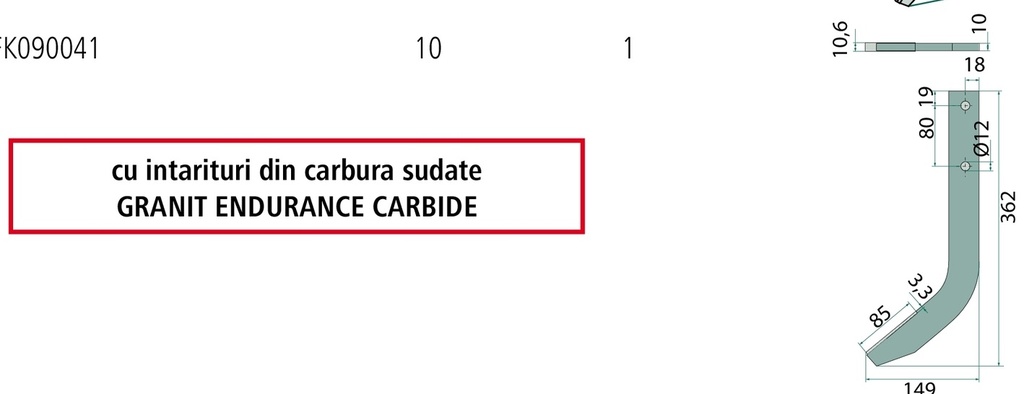 ENDURANCE Carbide Cuțit freză 362 mm