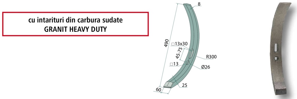 Heavy Duty Brazdar ingust - cu plăci din metal dur lipite