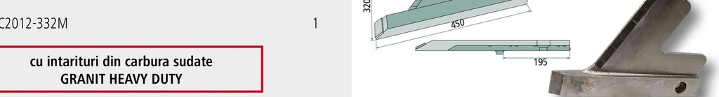 Heavy Duty Aripă brăzdar - stânga cu plăci din metal dur lipite