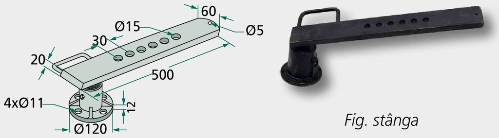 Butuc disc complet - versiune stanga cu suport si rulmenti cu role conice