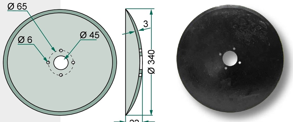 Disc brazdar - plat, Ø 340 x 3 mm