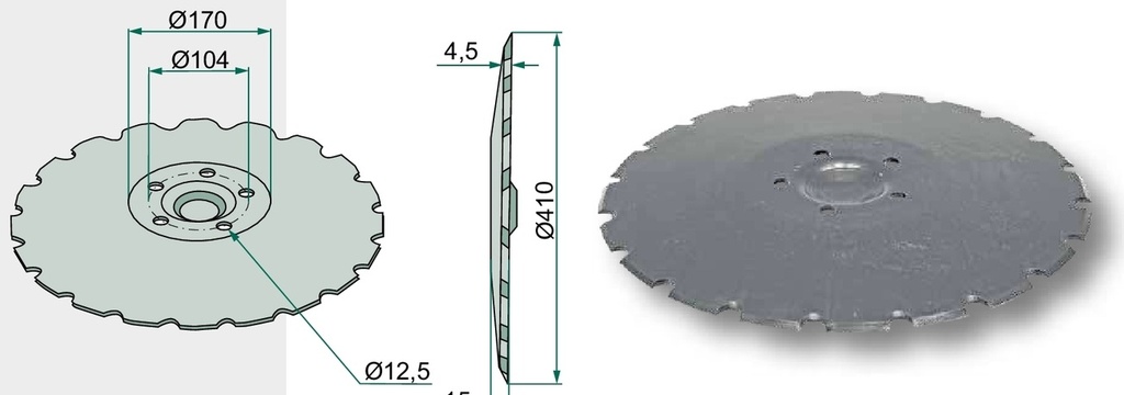 Disc semanatoare - dintat, Ø 410 x 4,5 mm