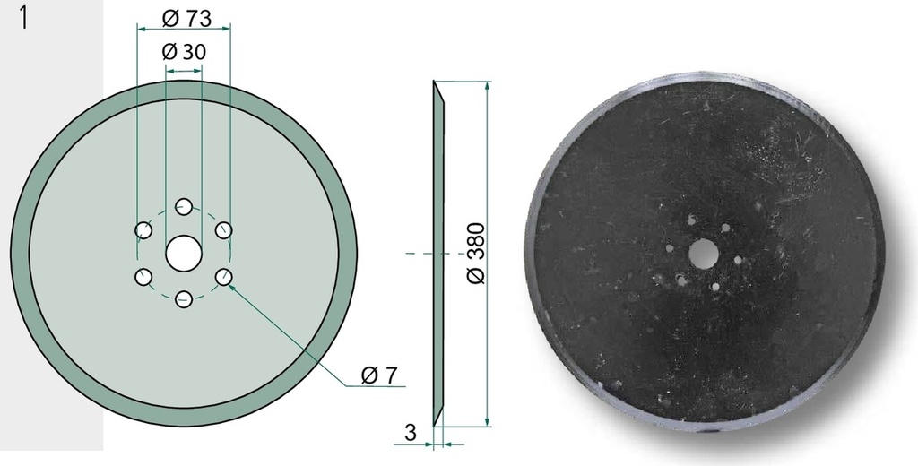 Disc brazdar - plat, Ø 380 x 3 mm