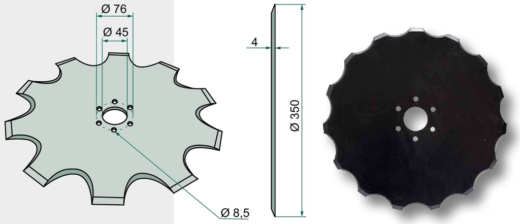 Disc semanatoare - dintat, Ø 350 x 4 mm
