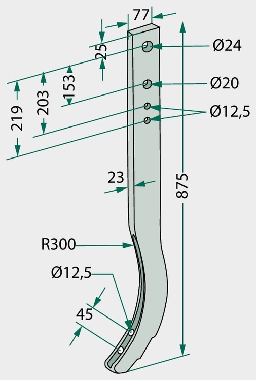 Suport secție cultivator 875 x 23 mm