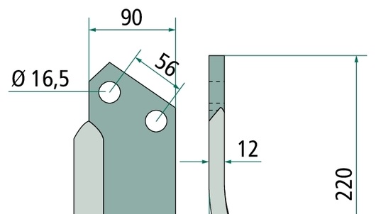 Cutit curbat, stanga, grosime 10 mm - stanga, 10 mm