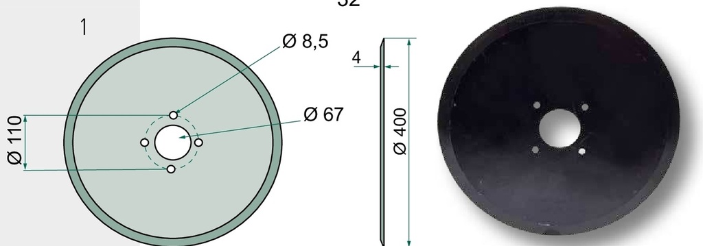 Disc de semanat - versiune veche fara gaura neted, Ø 400 x 4 mm