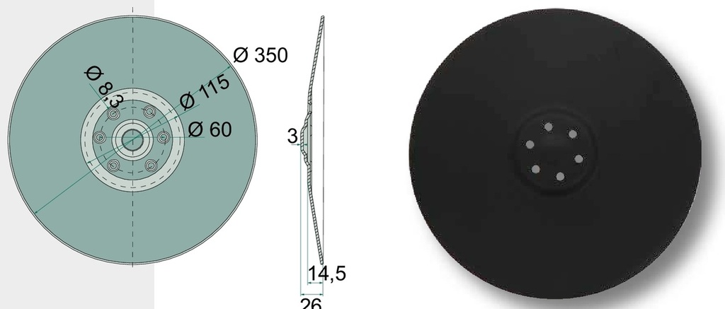 Disc hexagonal - 350 x 3 mm