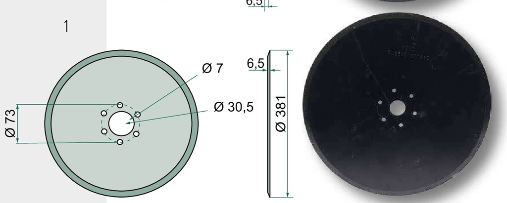 Disc de taiere - neted, fertilizator, Ø 381 x 6,5 mm