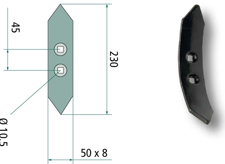 Brazdar 230 x 50 x 8 mm