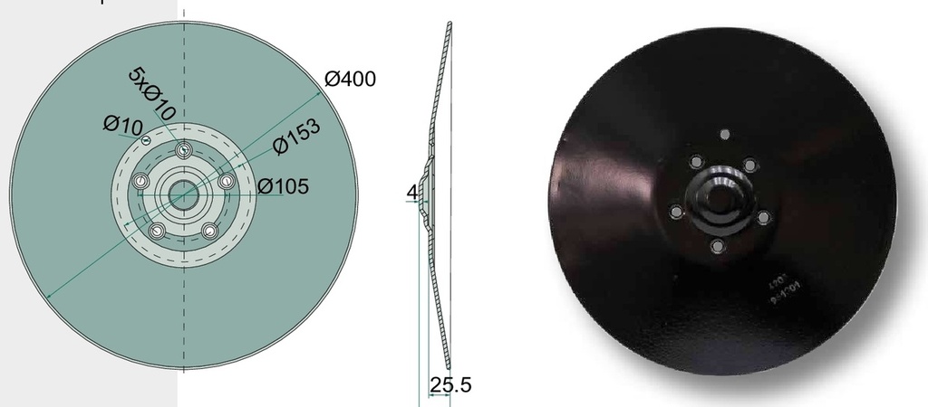 Disc brazdar - plat, pentru brazdare Rotec, Ø 400 x 4 mm