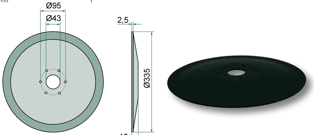 Disc - plat, Ø 335 x 2,5 mm