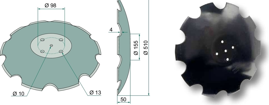Taler disc - dintat, Ø 510 x 4 mm