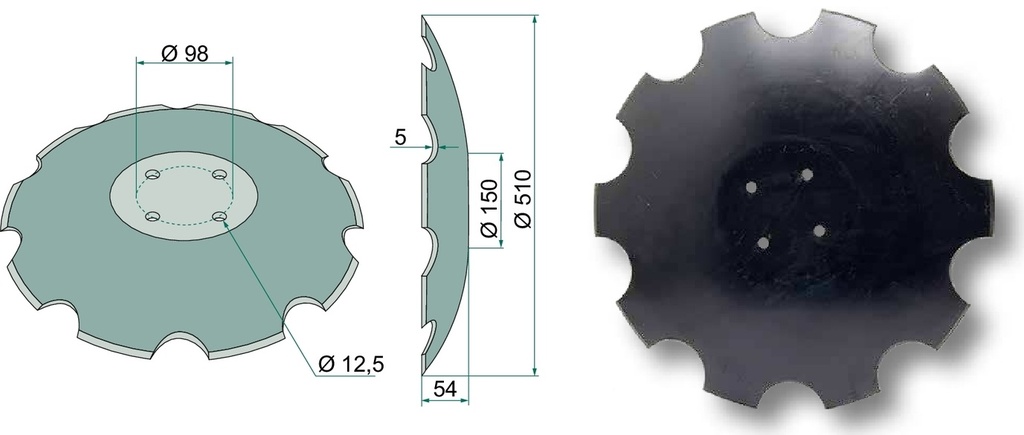 Taler disc - dintat 510 x 5