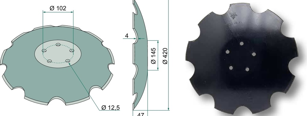 Taler disc - dintat, Ø 420 x 4 mm