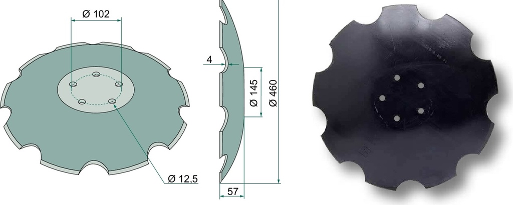 Taler disc - dintat, Ø 460 x 4 mm