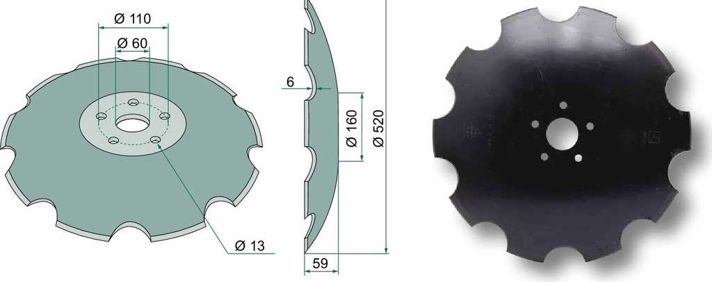 Taler disc - zimțat, Ø 520 x 6 mm