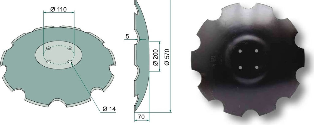 Taler disc - zimțat, Ø 570 x 5 mm