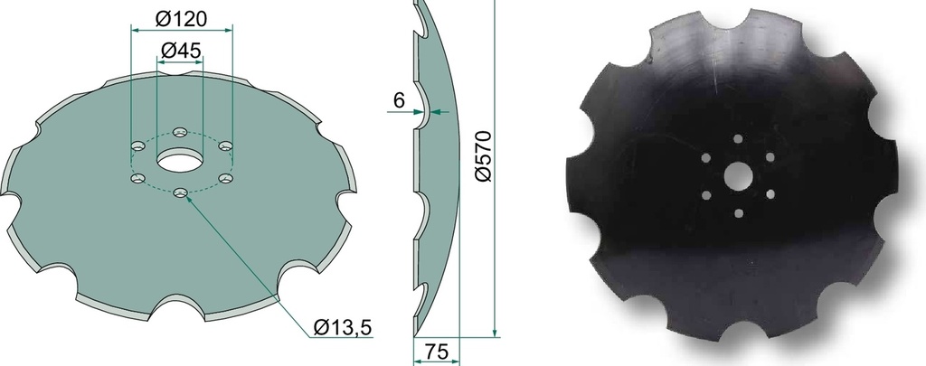 Taler disc - dintat, Ø 570 x 6 mm