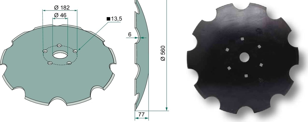 Taler disc - dintat, Ø 560 x 6 mm