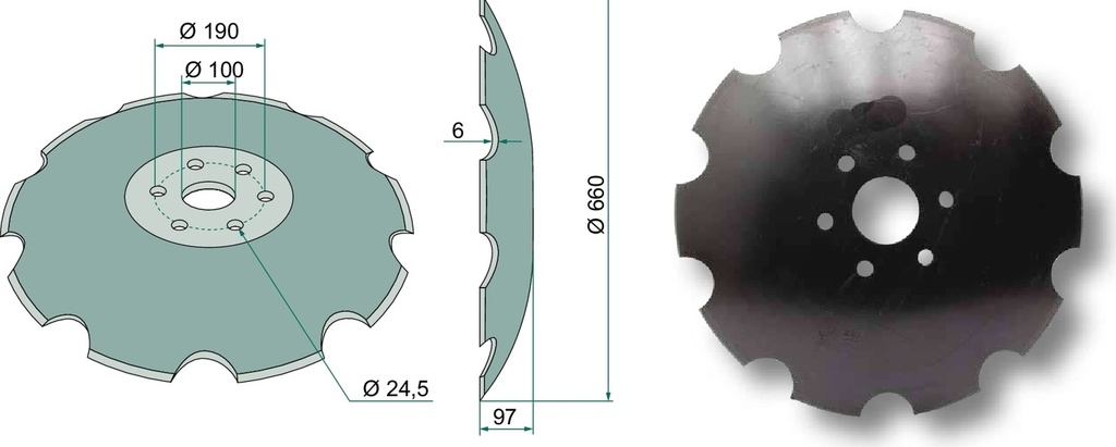 Taler disc - dintat, Ø 660 x 6 mm