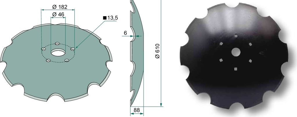 Taler disc - dintat, Ø 610 x 6 mm