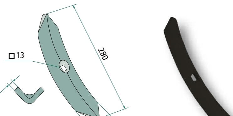 Brazdar 280 x 60 x 15 mm