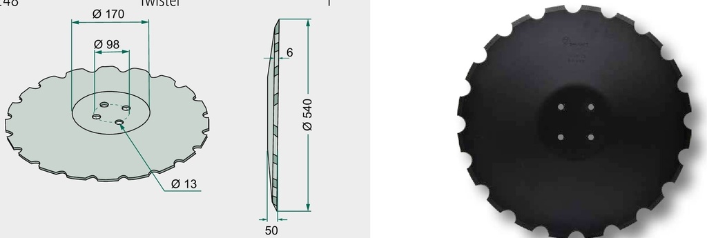 Taler disc - dintat, Ø 540 x 6 mm