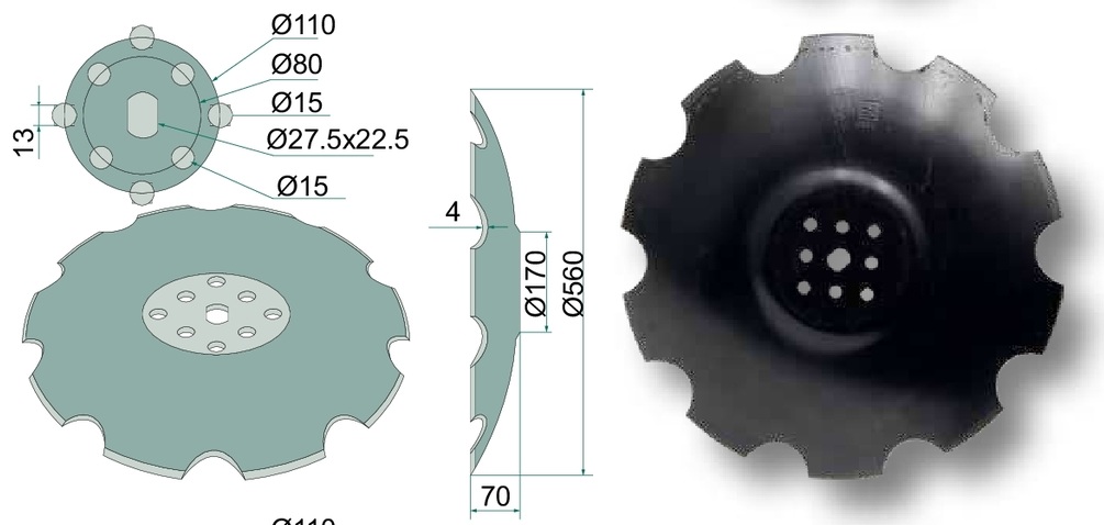 Taler disc - zimțat, Ø 560 x 4 mm