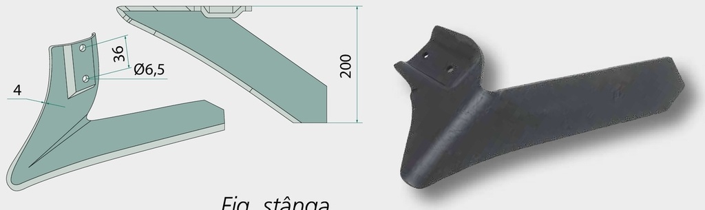 Brazdar pentru cultivator - stanga