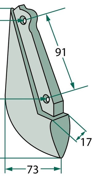 Brazdar patina pentru semanatoare - 170 x 45 x 7 mm, Distanța dintre orificii= 45 mm